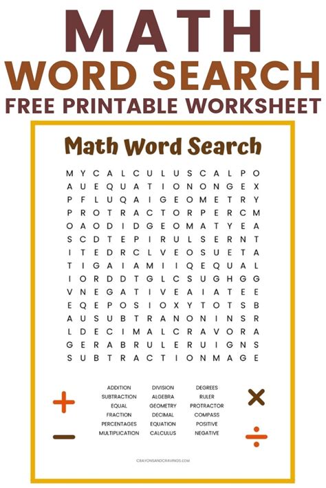 Pdf Math Word Search Free Printable Crayons Amp Math Word Searches Printable - Math Word Searches Printable