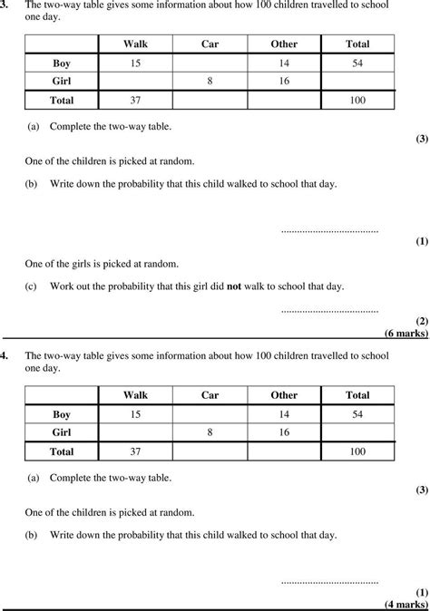 Pdf Mathematics Linear 1ma0 Two Way Tables Maths Twoway Table Probability Worksheet - Twoway Table Probability Worksheet