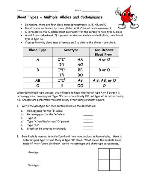 Pdf Multiple Alleles Worksheet Blood Types Biology By Blood Type Worksheet Answers - Blood Type Worksheet Answers