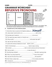 Pdf Name Date Grammar Worksheet Reflexive Pronouns All Reflexive Pronoun Worksheet Grade 6 - Reflexive Pronoun Worksheet Grade 6