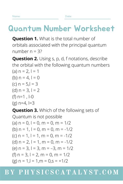 Pdf Name Date Quantum Number Practice Worksheet Quantum Number Worksheet With Answers - Quantum Number Worksheet With Answers