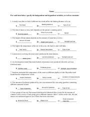 Pdf Name For Each Item Below Specify The Independent And Dependent Variable Worksheet - Independent And Dependent Variable Worksheet