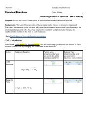 Pdf Name Period Balancing Equations Phet Simulator Welcome Chemical Balancing Worksheet - Chemical Balancing Worksheet