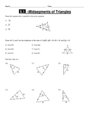 Pdf Name Score Date Midsegment Of A Triangle Triangle Midsegment Theorem Worksheet - Triangle Midsegment Theorem Worksheet