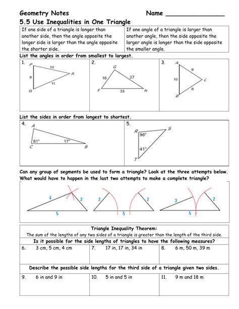 Pdf Name Score Date Triangle Inequality Theorem Worksheet The Triangle Inequality Theorem Worksheet Answers - The Triangle Inequality Theorem Worksheet Answers