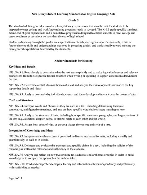 Pdf Nj Student Learning Standards For English Language Grade 4 Writing Standards - Grade 4 Writing Standards