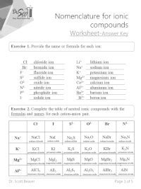 Pdf Nomenclature For Ionic Compounds Learnwithdrscott Com Charges Of Ions Worksheet Answers - Charges Of Ions Worksheet Answers