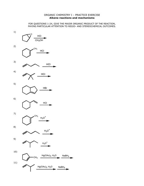 Pdf Organic Chemistry I Practice Exercise Alkene Reactions Alkene Reactions Worksheet With Answers - Alkene Reactions Worksheet With Answers