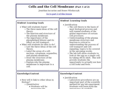 Pdf Orise Lesson Plan The Cell Membrane Cell Membrane Movement Worksheet - Cell Membrane Movement Worksheet
