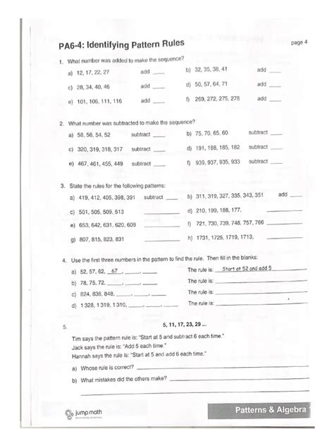 Pdf Pa6 4 Pattern Rules Angirrami Sequence Structure Worksheet Grade 6 - Sequence Structure Worksheet Grade 6