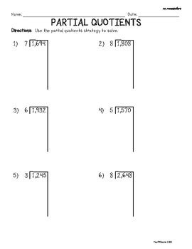 Pdf Partial Quotients Division Super Teacher Worksheets Division Partial Quotient - Division Partial Quotient