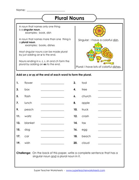 Pdf Plural Nouns Super Teacher Worksheets Plural Noun Worksheet - Plural Noun Worksheet