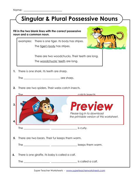 Pdf Plural Possessive Nouns Super Teacher Worksheets Plural Possessive Nouns Worksheet - Plural Possessive Nouns Worksheet