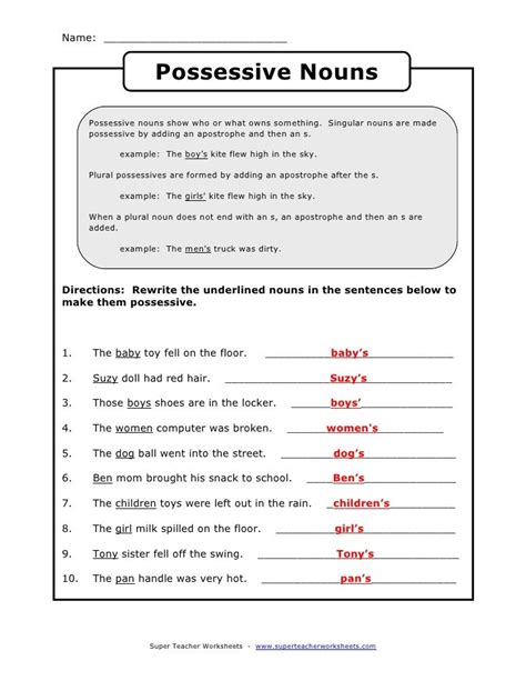 Pdf Possessive Nouns Super Teacher Worksheets Possessive Nouns In Sentences Worksheet - Possessive Nouns In Sentences Worksheet