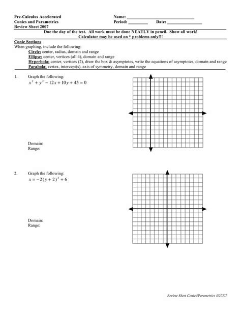 Pdf Pre Calculus Worksheet Name Conic Sections Circles Conics Worksheet 1 Circles Answers - Conics Worksheet 1 Circles Answers