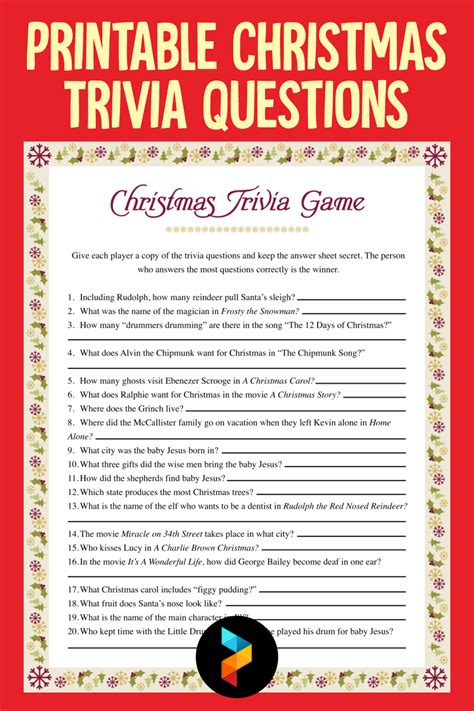 Pdf Printable Christmas Trivia Questions Amp Answers A Christmas Trivia Worksheet - Christmas Trivia Worksheet