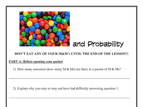 Pdf Probability With M Amp Ms Miss Johnsonu0027s M M Probability Worksheet - M&m Probability Worksheet
