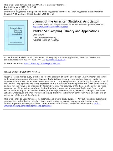 Pdf Ranked Set Sampling Theory And Applications Lecture