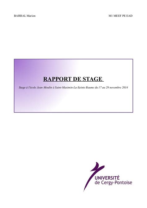 Pdf Rapport De Stage