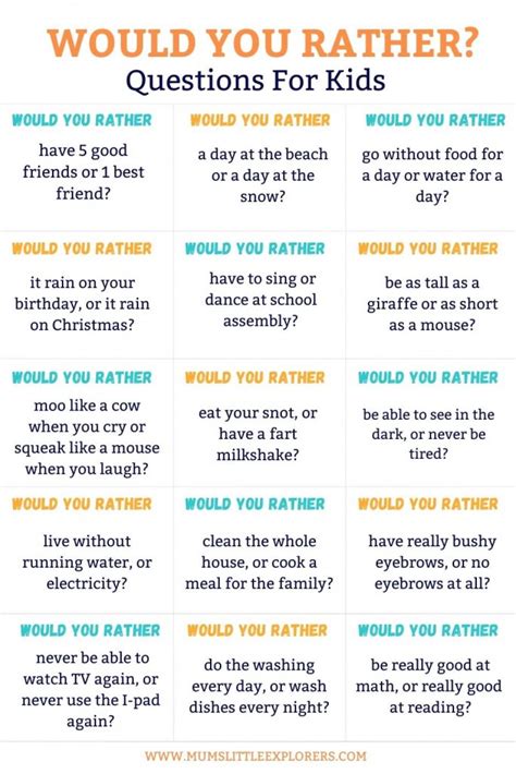 Pdf Rather Mums Little Explorers Would You Rather Worksheet - Would You Rather Worksheet