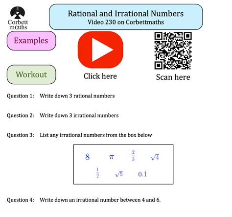Pdf Rational And Irrational Numbers Corbettmaths Rational Irrational Worksheet - Rational Irrational Worksheet