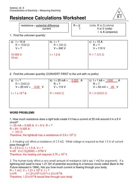 Pdf Resistance Calculations Worksheet Weiss World Of Science Calculating Voltage Worksheet Answers - Calculating Voltage Worksheet Answers