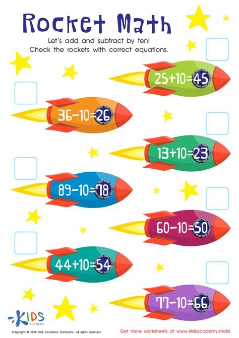 Pdf Rocket Math Printable Worksheet Pdf Kids Academy Rocket Math Worksheets Subtraction - Rocket Math Worksheets Subtraction