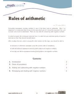 Pdf Rules Of Arithmetic Mathcentre Ac Uk Multiplication And Division Rules - Multiplication And Division Rules