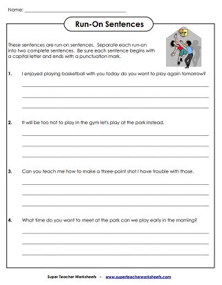 Pdf Run On Sentences Super Teacher Worksheets Run On Sentence Worksheet Answer Key - Run On Sentence Worksheet Answer Key