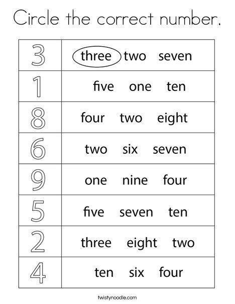 Pdf Say The Number Words Circle The Correct Number Word Worksheet - Number Word Worksheet