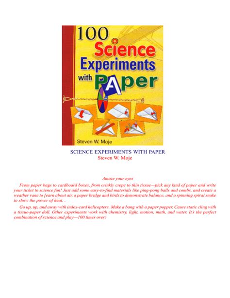 Pdf Science Experiments With Paper Steven W Moje Paper Science Experiments - Paper Science Experiments