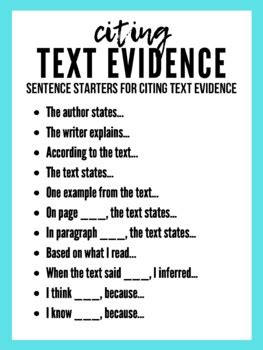 Pdf Sentence Starters For Citing Textual Evidence Icdst Citing Textual Evidence Practice - Citing Textual Evidence Practice