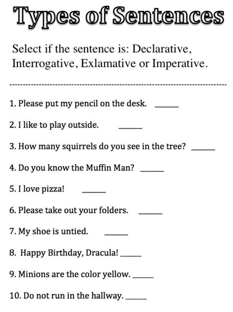 Pdf Sentence Types Ereading Worksheets Type Of Sentence Worksheet - Type Of Sentence Worksheet