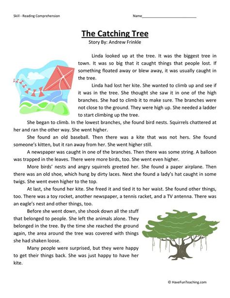 Pdf Short Passages And Comprehension Trees K5 Learning Kindergarten Leaf Tree Worksheet - Kindergarten Leaf Tree Worksheet