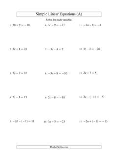 Pdf Simple Linear Equations A Neshaminy School District Solving Linear Equations Worksheet Answer Key - Solving Linear Equations Worksheet Answer Key