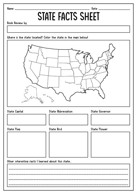 Pdf State Facts Worksheet Activities For Kids State Facts Worksheet - State Facts Worksheet