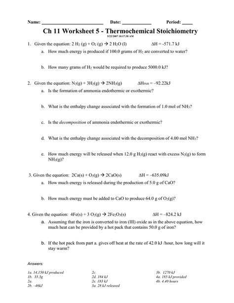 Pdf Thermochemical Equations And Stoichiometry Worksheet Onstudy Academy Thermochemistry Worksheet With Answers - Thermochemistry Worksheet With Answers