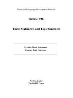 Pdf Tutorial 26 Thesis Statements And Topic Sentences Practice Writing Thesis Statements - Practice Writing Thesis Statements