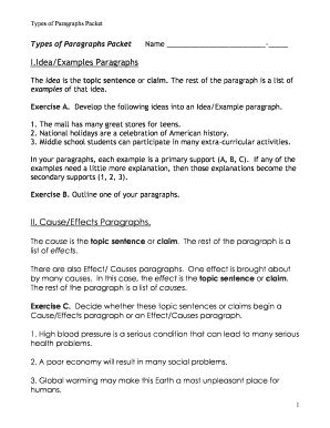 Pdf Types Of Paragraphs Packet Frontier Central School Types Of Paragraphs Worksheet - Types Of Paragraphs Worksheet