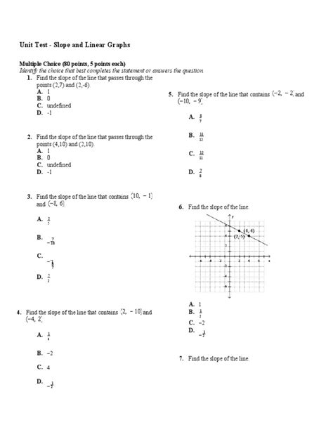 Pdf Unit Test Slope And Linear Graphs Mr Slope Worksheets 8th Grade - Slope Worksheets 8th Grade