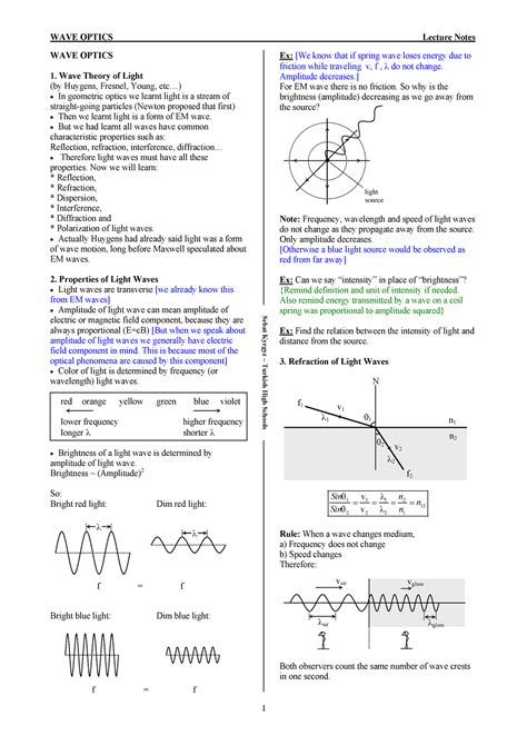 Pdf Waves And Optics The University Of Sydney Waves Physics Worksheet Answers - Waves Physics Worksheet Answers