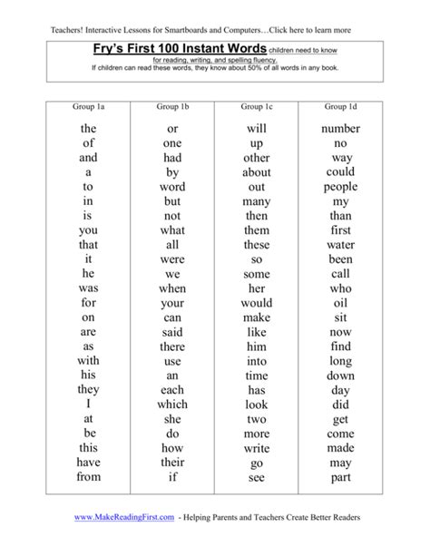 Pdf Word Lists Fry Instant Words In Phrases Fry Phrases First Grade - Fry Phrases First Grade