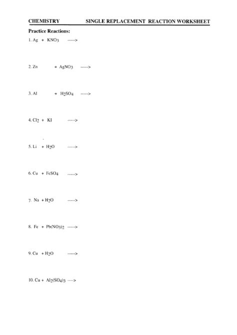 Pdf Worksheet 4 Single Replacement Reactions Step 1 Chemistry Reactions Worksheet - Chemistry Reactions Worksheet