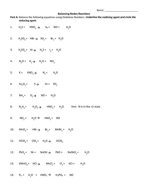 Pdf Worksheet 5 Balancing Redox Reactions In Acid Redox Reactions Worksheet Answers - Redox Reactions Worksheet Answers