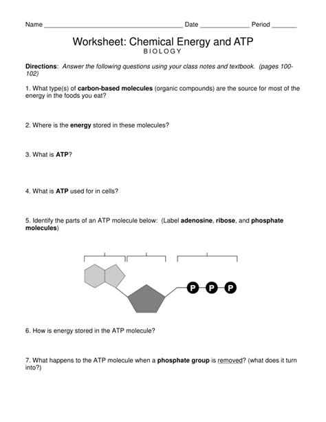 Pdf Worksheet Chemical Energy And Atp Frontier Central Cell Energy Atp Worksheet Answers - Cell Energy Atp Worksheet Answers