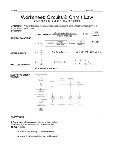 Pdf Worksheet Circuits Amp Ohm X27 S Law Types Of Circuits Worksheet - Types Of Circuits Worksheet