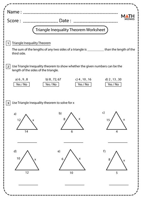Pdf Worksheet Triangle Inequalities Oxford Area School District The Triangle Inequality Theorem Worksheet - The Triangle Inequality Theorem Worksheet