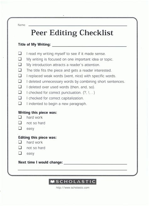 Pdf Writing Peer Revision And Editing Floridaipdae Org Revising Checklist Middle School - Revising Checklist Middle School