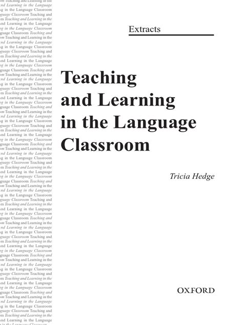 Download Pdf Of Teaching And Learning In The Language Classroom By Hedge 