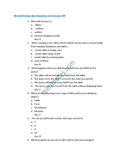 Full Download Pdf Sam Microsoft Access Quiz Answers Manualpremium Com 